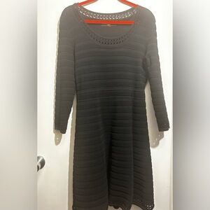 Karl Lagerfeld Black Ribbed Knit Dress